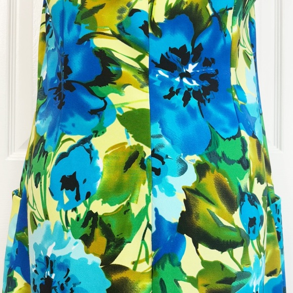 Perceptions Blue Floral Multi Sleeveless A-Line Dress w/ Pockets 14 - Picture 14 of 16